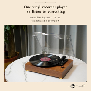 <span class=keywords><strong>Tocadiscos</strong></span> de madera retro y vintage, reproductor de discos de vinilo Hi-Fi Bluetooth de 3 velocidades con altavoces integrados para regalos de navidad - Product Image 6