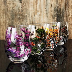Luxury Hand Painted Colored Stem Wine <b>Glass</b> Wedding Party Portugal Style <b>Goblet</b> - Product Image 5