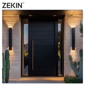 ZEKIN haut de gamme luxe entrée marron porte pivotante porte d'entrée sécurité extérieure en aluminium porte pivotante avant pour la maison - Product Image 5