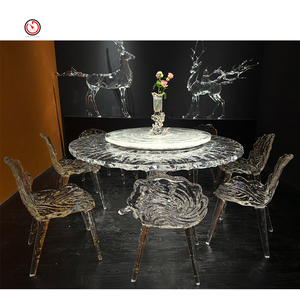 <span class=keywords><strong>Mesa</strong></span> de comedor redonda de 6 plazas de acrílico cristalino platino moderno de lujo personalizado TT - Product Image 3