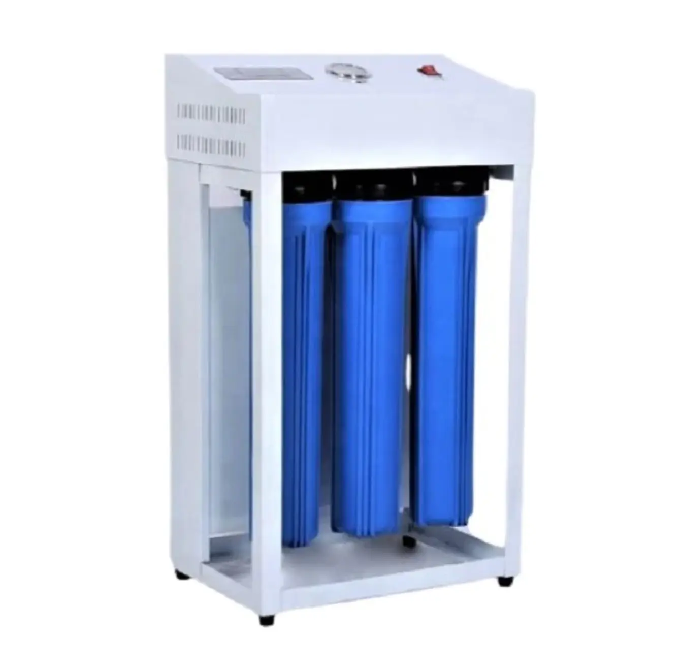 Système de filtration d'eau par osmose inverse 1000 GPD double pompe de surpression système RO de rinçage automatique