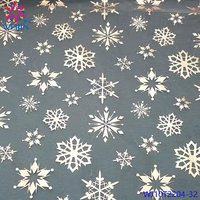 Kain Tulle Foil Berlapis Emas dengan Cetakan Kepingan Salju, Kain Rajut Mesh Mengkilap untuk Gaun Pengantin dan Rok Panggung, Dapat Dicetak Sesuai Pesanan