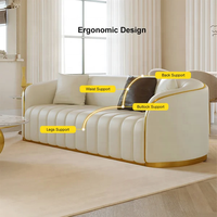 NOVA Modernes Weißes Gepolstertes 2-3-Sitzer-Sofa Luxuriöses Wohnzimmer-Lounge-Loveseat Sofas Ledercouch-Set Möbel