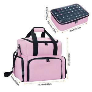 Muestra Gratuita de Bolsa de Transporte de Doble Capa para Técnicos de Uñas (Rosa Intenso) con Capacidad para 48 Esmaltes de Uñas, Negro Azabache, PZM9210 - Product Image 1
