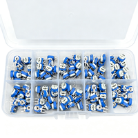 Kit de 100 Potenciómetros Trimmer Verticales RM063, 10 Valores, 500 Ohm-1MΩ, Multivuelta, Ajustables, con Caja