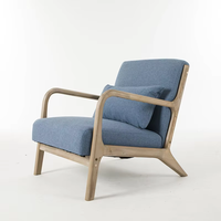 Fauteuil individuel moderne et décontracté avec cadre en bois massif durable et tissu pour cafés, balcons, salon, meubles