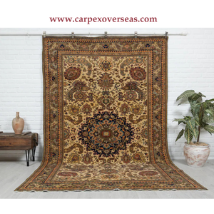 High Quality Beige Turkish Wool <b>Rug</b> Antimicrobial Cushioned Plush Latest Design for Camping Exercise Prayer Made of Cotton - Product Image 1