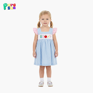 Vestidos de Verano para Niñas, 100% Algodón, con Mangas con Volantes y Bordado, Estilo Smocked, Cumplen con la Normativa CPSIA, Personalizables al por Mayor, Marca Puresun - Product Image 1