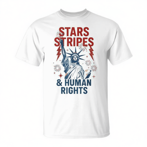 Camiseta política del 4 de julio con estampado de estrellas, rayas y derechos humanos, unisex, para adultos, cuello redondo, manga corta, serigrafiada - Product Image 2