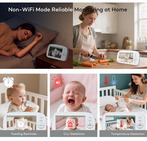Popolare <span class=keywords><strong>Monitor</strong></span> per Bambini da 5.0 Pollici Senza Wi-Fi, Batteria da 5000mAh, Visione Notturna, Audio Bidirezionale, Registrazione, Telecamera per Bambini - Product Image 3