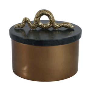 Scatola Decorativa Rotonda con Coperchio in Marmo e Manico a Forma di Serpente, Contenitore in Metallo per Oggetti Preziosi, Decorazione per Soggiorno - Product Image 5