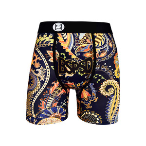 Boxer da <span class=keywords><strong>uomo</strong></span> di <span class=keywords><strong>tendenza</strong></span> europea e americana a cinque punti di biancheria intima sportiva traspirante lavorata a maglia con stampa - Product Image 3