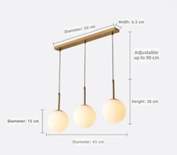 Lustre de restaurant à trois têtes de style nordique, design moderne et minimaliste, suspension planétaire en forme de haricot magique, LED dorée