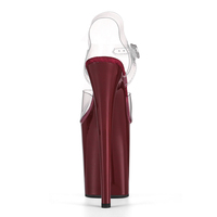 Talons de pole dance en PVC électroplaqué légers et respirants pour l'été et l'automne, 20 cm, à bout ouvert, plateforme, dessus transparent, boucle à la cheville