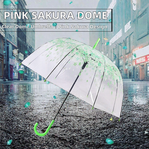Custom <b>Pink</b> Sakura Flower Transparent Bubble Dome Umbrella POE <b>Canopy</b> for Rainy Day - Product Image 2