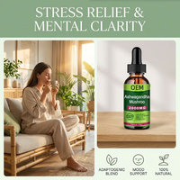 Ausreson OEM Jamur Kering Ashwagandha Cair Label Pribadi Shilajit Suplemen Otak Biji-bijian 60ML Tetes Jamur Ashwagandha