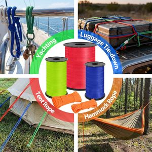 Corde en paracorde 4 mm, <span class=keywords><strong>7</strong></span> brins, nylon, équipement tactique de survie - Longueur personnalisable (50 pieds vert) - Utilisation universelle toutes saisons, camping - Product Image 5