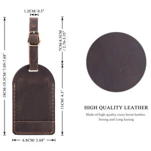 Etiqueta de Equipaje Personalizada con Cuero, Etiqueta con Nombre para Maleta de Viaje con Patrón de Letras, Material de Cuero Genuino - Product Image 2