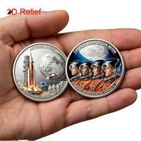 Pièce commémorative personnalisée en fer, plaquée or, sur le thème de la mission Apollo, moulée sous pression, objet de collection, cadeau promotionnel, logo OEM