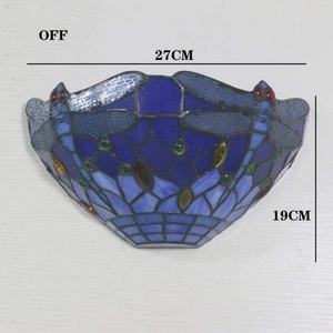 Lampe murale décorative en verre Tiffany de style européen, lustre demi-verre avec motif libellule, luminaires suspendus E27, éclairage protecteur pour les yeux - Product Image 6