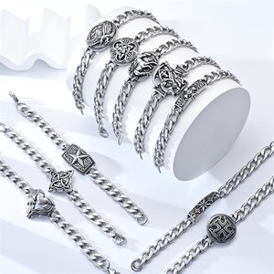 Bracelets en argent tibétain unisexe, style punk rock, motif croix, bijoux pour hommes et femmes, accessoire de mode - Product Image 1