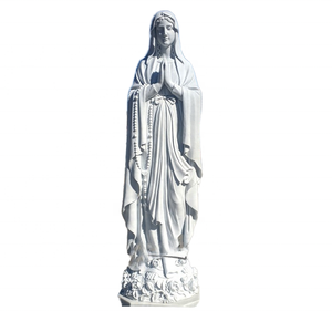 Statua della Vergine Maria in marmo bianco a grandezza naturale, design orientale, per uso in chiesa/cimitero, dimensioni e colore personalizzabili - Product Image 1