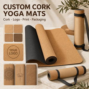 Tapete de Yoga Antimicrobiano de Corcho de Doble Capa Antideslizante para Ejercicios Profesionales de Pilates y Entrenamiento en Gimnasio, Venta al Por Mayor - Product Image 2