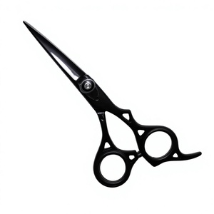 Ciseaux de coiffure professionnels ASAP Surgident, en acier inoxydable noir, à manche long courbé, pour droitiers - Product Image 1