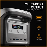Stasiun Tenaga Surya SM908 500W 12.8V LiFePO4 30Ah 384Wh 1000W Puncak 2 Port USB 2 Port Tipe-C 1 Soket AC