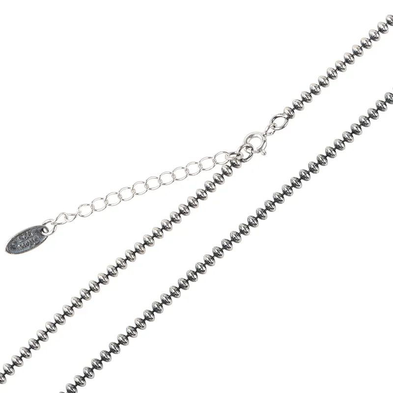 أصيلة الفضة سلسلة S925 فضة سلسلة مجوهرات 2.5 مللي متر خمر الورك هوب خرز فضي قلادة للرجال والنساء