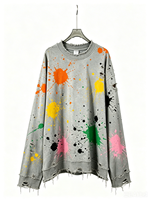 T-shirt gris en coton épais surdimensionné délavé à l'acide, manches longues, style streetwear, minimaliste, vintage, vierge, pour OEM/ODM