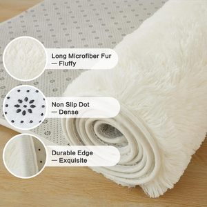 Tapis shaggy moderne très populaire pour salon et chambre à coucher, tapis moelleux antidérapant en laine - Product Image 5