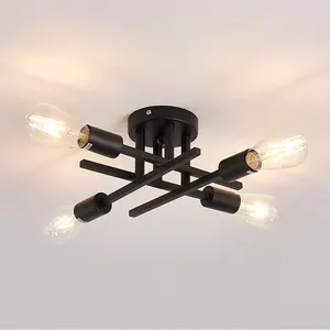 Industrial 4-Light Ceiling Light Fitting Semi-Flush Mount Chandelier für Living Room Bedroom
