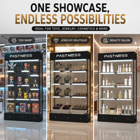 Vitrine de présentation de perruques verrouillable avec éclairage LED, verre trempé 8 mm, présentoir pour tête de mannequin pour salon de coiffure
