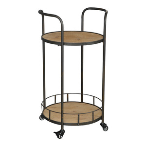 Industrial Style Wrought Iron Double Layer Coffee Table With Universal Wheels Portable Salon <b>Trolley</b> Living Room Side Table - Product Image 5