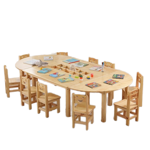 Ensemble de table d'étude et de chaises en bois massif de style moderne pour enfants pour la salle de classe préscolaire et la maternelle Lire pour expédier - Product Image 1