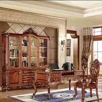 Bureau de direction classique et durable en bois de cerisier européen antique sculpté à la main avec tiroirs, idéal pour usage commercial ou domestique