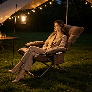 Fauteuil inclinable moderne, réglable, portable, rembourré et pliable <span class=keywords><strong>avec</strong></span> <span class=keywords><strong>accoudoirs</strong></span> et poche latérale, <span class=keywords><strong>chaise</strong></span> <span class=keywords><strong>de</strong></span> loisirs <span class=keywords><strong>pour</strong></span> mobilier d'extérieur et camping - Product Image 6