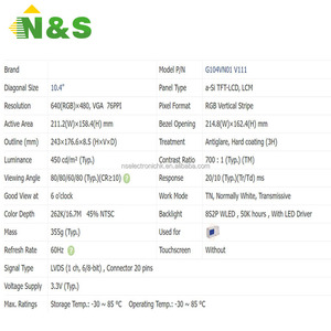 G104VN01 V1 10.4 inch Industrial LCD Panel for Control <b>Cabinet</b> Monitoring Equipment Original New In Stock - Product Image 3