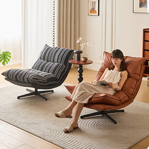 Set di Divani di Lusso, Poltrona Girevole a Dondolo in Pelle <span class=keywords><strong>e</strong></span> Tessuto, Stile Nordico, Divano Moderno Componibile per Soggiorno - Product Image 6