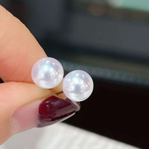 7-8mm Aurora Freshwater Pearl <b>Stud</b> <b>Earrings</b> Perfect Round Flawless High Luster Pearl 925 Sterling <b>Silver</b> Dainty <b>Earrings</b> - Product Image 3