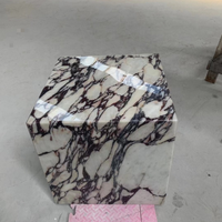 Table d'appoint en marbre Calacatta Viola naturel SH STONE, bloc de pierre poli, table de chevet, socle, table d'appoint de luxe sur mesure