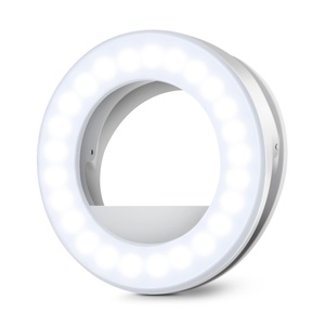 Anneau lumineux pour selfie pour téléphone Anneau lumineux rechargeable pour téléphone portable à clipser pour smartphone ordinateur portable appareil photo 3 modes d'éclairage réglables - Product Image 1