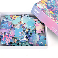 Puzzles en carton personnalisés en gros, colorés, sur le thème du monde sous-marin, avec des dauphins, éducatifs, ronds, en papier, pour le sol