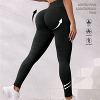 Celana Yoga High-Waisted Seamless Pengangkat Bokong, Legging Olahraga Fitness Lari dengan Fitur Penyerap Keringat dan Penghilang Kelembapan