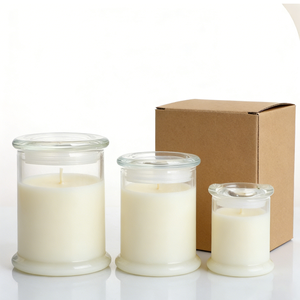 Pot à bougie en verre transparent de 70 ml/220 ml/360 ml avec couvercle en verre et joint pour la décoration de la maison - Product Image 1