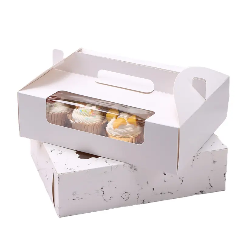 Белая коробка для выпечки тортов и кондитерских изделий Коробка для выноса тортов с внутренним подносом