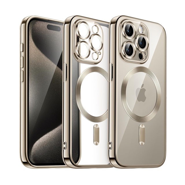 Metallic Transparent Magnetic Wireless Charging Electroplating Case for iPhone 16 15 14 13 12 11 Pro Max Plating Silicone Cover