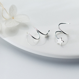 Huggie Spirals Bohemian Wedding Gift Party Earrings 925 Sterling Silver Hug <strong>Hoops</strong> Tiny Star Cartilage <strong>Tragus</strong> Helix - Product Image 2