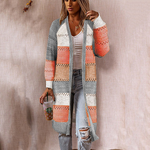 Women's Long <b>Cardigan</b> <b>Sweater</b> Loose Plaid Pattern Autumn Winter Wear Smlxl2xl3xl Europe America Style - Product Image 3